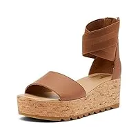 sorel women's cameron flatform ankle strap sandal - velvet tan - size 8.5