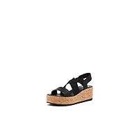 sorel women's cameron flatform slingback sandal - black - size 6.5
