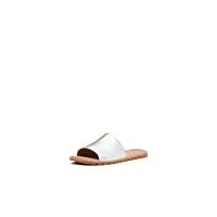 sorel ella ii block slide sandals for women - pure silver - size 10.5