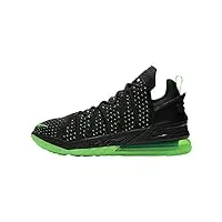 nike hommes lebron 18 chaussure de basket-ball, noir/vert électrique-noir, 45 eu