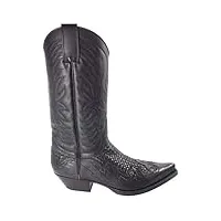 sendra boots 3241 trenzado cuervo west noir santiags pointu cowboy western femmes hommes bottes talon incliné tressé fait main cuir véritable taille 45