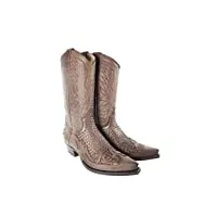 sendra boots 3241 trenzado cuervo west marron santiags pointu cowboy western femmes hommes bottes talon incliné tressé fait main cuir véritable taille 45