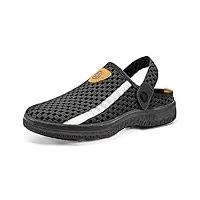 sabots mules homme femme chaussures de jardin pantoufles de plage et piscine chaussons intérieur extérieur sandales d'Été léger noir 42