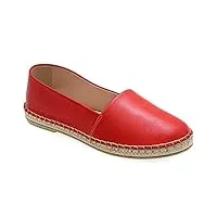 36 rouge emmanuela cuir espadrilles, chaussures d'été basses pour femmes, espadrilles de haute qualité avec orteils fermés, entièrement cousu à la main en grèce