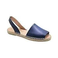 37 bleu emmanuela cuir espadrilles, low keil peep toe shoes d'été pour femmes, espadrilles slingback de haute qualité entièrement cousu à la main en grèce