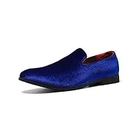 flql mocassins de luxe en velours pour homme - chaussures de danse - chaussures de mariage - pointure 40 à 46, bleu, 42.5 eu