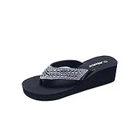 jomix tongs femme avec wedge chaussons d'été pour femmes sandale femme tongs pour femmes confortables caoutchouc pour maison piscine plage (noir, 40)