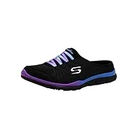 skechers women's no limits slip-on mule sneaker black/purple 8.5