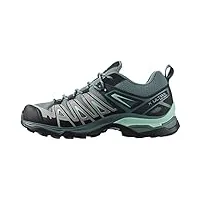 salomon x ultra pioneer cswp chaussures imperméables randonnée - femme - gris/vert/noir (stormy weather/alloy/yucca) - 38 2/3 eu