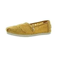 toms - womens alpargata slip-on shoes, size: 9 b(m) us, color: gold yellow geo lace
