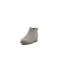 sorel women's evie pull-on rain boot — quarry, gum 2 — waterproof suede leather — wedge ankle booties — size 9.5