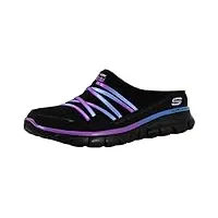 skechers women's no limits slip-on mule sneaker black/purple 7.5 w us