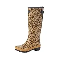 joules femme welly print botte de pluie, tan leopard, 37 eu