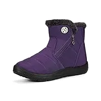 gaatpot bottes femme chaussures coton bottines hiver imperméable bottes de neige fourrée chaude violet eu40