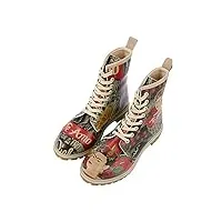 dogo vegan en cuir multicolore mode bottes longues pour femme - bottes pour de marche confortables - fait à la main - te amo frida kahlo design - taille 40