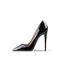 zhabtuc femme escarpins hauts pointus talon aiguille sexy mariage de fête stiletto soir fête chaussures 12cm noir，taille 38 eu
