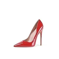 zhabtuc femme escarpins hauts pointus talon aiguille sexy mariage de fête stiletto soir fête chaussures 12cm rouge，taille 41 eu