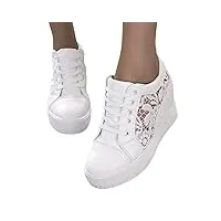 minetom chaussure baskets tennis plateforme femme dentelle laçage respirantes plat loafers jogging chaussures d blanc 39 eu