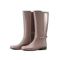 aonegold bottes de pluie femme bottes caoutchouc impermeable antidérapantes moyen haut wellington boots extérieur bottes d'eau(beige,37 eu)