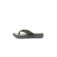 skechers men's go consistent flip flop-athletic beach shower shoe slipper thong sandals, olive, 7