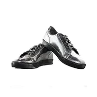 modello delosso - eu 40 - us 7 - uk 6-25,5 cm - handmade italiennes cuir pour des hommes couleur argent chaussures décontractées sneakers - cuir de vachette cuir souple - lacer