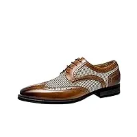 zyueer chaussure homme ville cuir, chaussures basses plates vintage derby mariage dressing oxford business cuir vernis brogue rétro grande taille