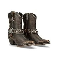 new rock wstm005-s2 bottes de cowboy pour femme texas western cowboy vintage marron marron, marron, 38 eu