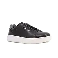 nautica men's spindrift dress elastic slip-on shoe,classic low top loafer, fashion sneaker-black size-8