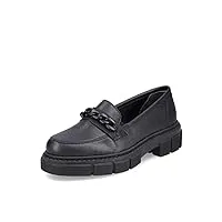 rieker femme chaussures basses m3861, dame mocassin,chaussons,semelle intérieure amovible,chaussures de loisirs,noir (schwarz / 01),38 eu / 5 uk