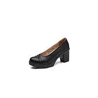 dadawen femme chaussure mode escarpin travail classique talon bloc 7 cm noir(b) 43