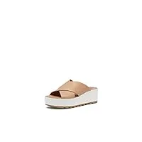 sorel women's cameron flatform mule sandals - honest beige, sea salt - size 9