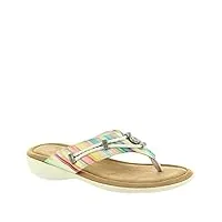 minnetonka silverthorne tongs pour femme, rayures multicolores tropicales, 11 narrow