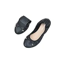 erlingo chaussures de danse pliables pour femme avec nœud papillon - antidérapantes - pour mariages et fêtes, noir , 40.5 eu