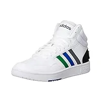 adidas chaussures de basketball hoops 3.0 mid pour homme, blanc/vert/bleu royal team, 44.5 eu