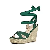 allegra k sandales compensées à lacets espadrille pour femmes vert émeraude 37