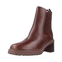 tommy hilfiger bottines femme outdoor chelsea mid heel boot en cuir, truffle brown, 41 eu