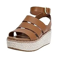 fitflop femme eloise strappy sandal espardrille wrapped leather cage espadrille, light tan, 45 eu