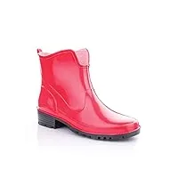 lemigo bottes en caoutchouc cheville pour femmes bottes de pluie courtes elke (rouge, numeric_39)