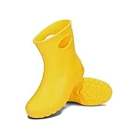becomfy bottes de pluie eva pour femmes ultra léger imperméable wellingtons de jardinage rouge noir jaune 36-41 eu (jaune, numeric_36)