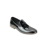 mocassins à pampilles pour hommes ligne en cuir verni brillant slip on smart chaussures de conduite décontractées [brevet noir,uk 8 eu 42]