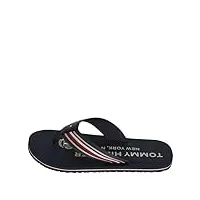 tommy hilfiger tongs homme corporate stripes beach sandal claquettes, multicolore (red/white/blue), 40 eu