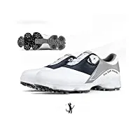shhyy chaussures de golf imperméables en cuir vache pour des hommes,professionnel chaussures de golf anti-dérapants avec des clous mobiles,blanc,265mm