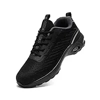 dykhmily chaussures de sécurité hommes chaussures de travail embout acier rutschfest basket de securite légère respirant (gris noir,44eu)