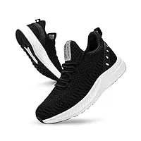 feethit femme baskets respirant marche running chaussures fitness course basses gym mode sneakers 39 noir blanche