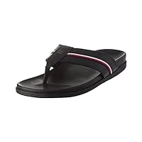 tommy hilfiger sandales homme style tong leather toe post sandal cuir, noir (black), 45 eu