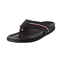 tommy hilfiger sandales homme style tong leather toe post sandal cuir, noir (black), 40 eu