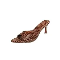sandales d'été pour femme avec talon tendance - sandales d'été pour femme - motif serpent - chaussures pointues - bouche de poisson - style décontracté - imperméables - pour femme, café, 38 eu