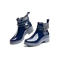 hitmars bottes de pluie femme caoutchouc botte plastique impermeable bottines jardin chelsea boots wellies rain boots antidérapant légères bleu taille 35