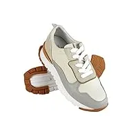 zerimar chaussures sport hommes avec rehausseurs cuir naturel | chaussures pour hommes avec Élévateur interne | chaussures rehaussantes + 7 cm | couleur blanc gris taille 42