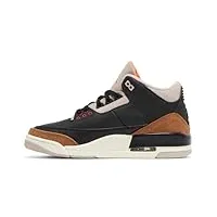 nike jordan 3 retro chaussures de basketball pour homme, noir/orange rouillé/pierre fossile, 44.5 eu